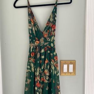 Maxi green floral dress